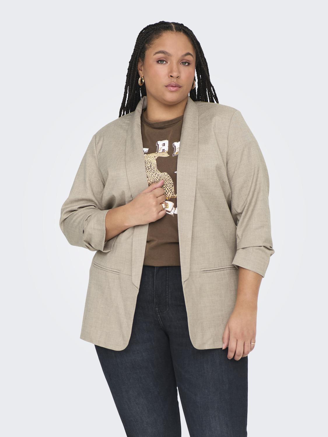 Carmakoma CARELLY 3/4 LIFE BLAZER TLR NOOS Grijs - OAK Fashion Noordwolde