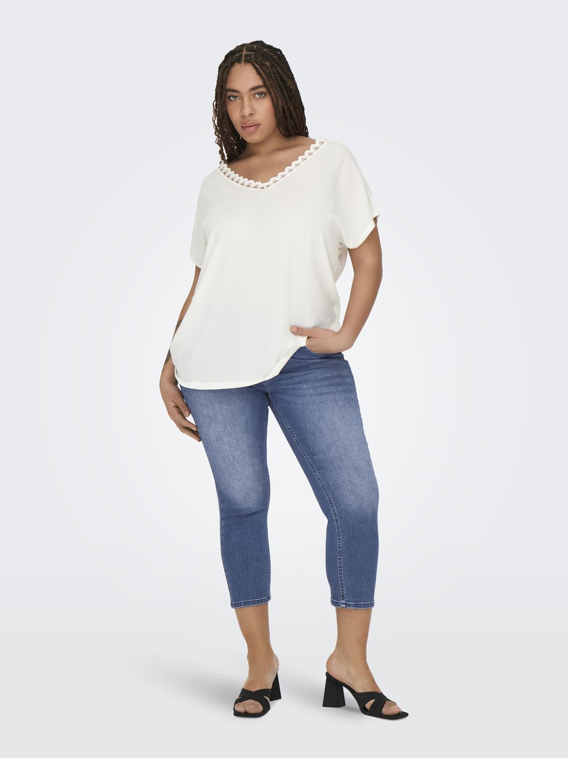 Carmakoma CARWILLY REG WAIST DNM CAPRI NOOS Blauw - OAK Fashion Noordwolde