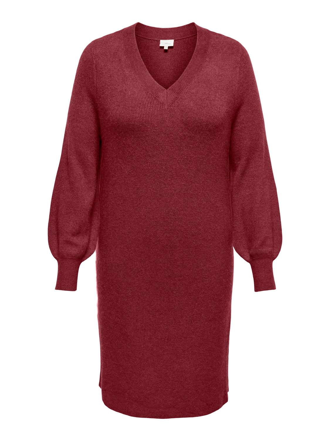 Carmakoma CARKATIA LS V-NECK DRESS KNT NOOS Paars - OAK Fashion Noordwolde
