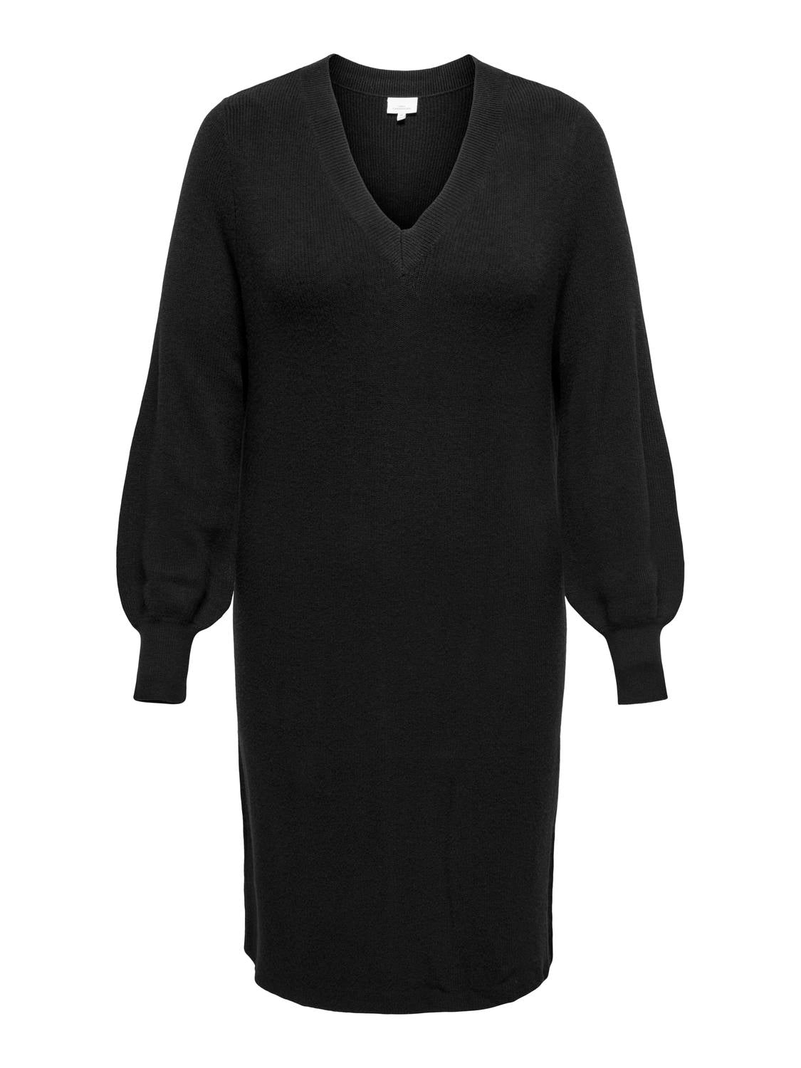 Carmakoma CARKATIA LS V-NECK DRESS KNT NOOS Zwart - OAK Fashion Noordwolde