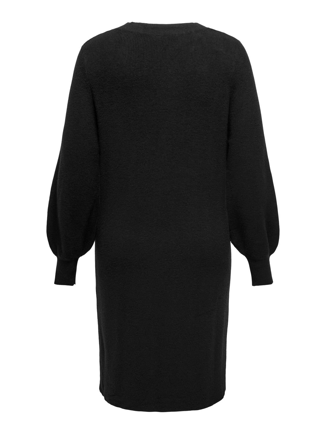 Carmakoma CARKATIA LS V-NECK DRESS KNT NOOS Zwart - OAK Fashion Noordwolde