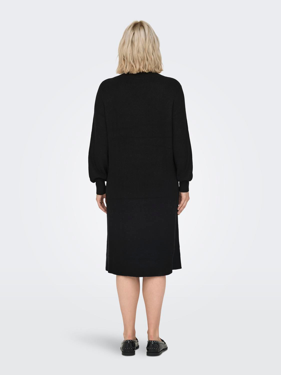 Carmakoma CARKATIA LS V-NECK DRESS KNT NOOS Zwart - OAK Fashion Noordwolde