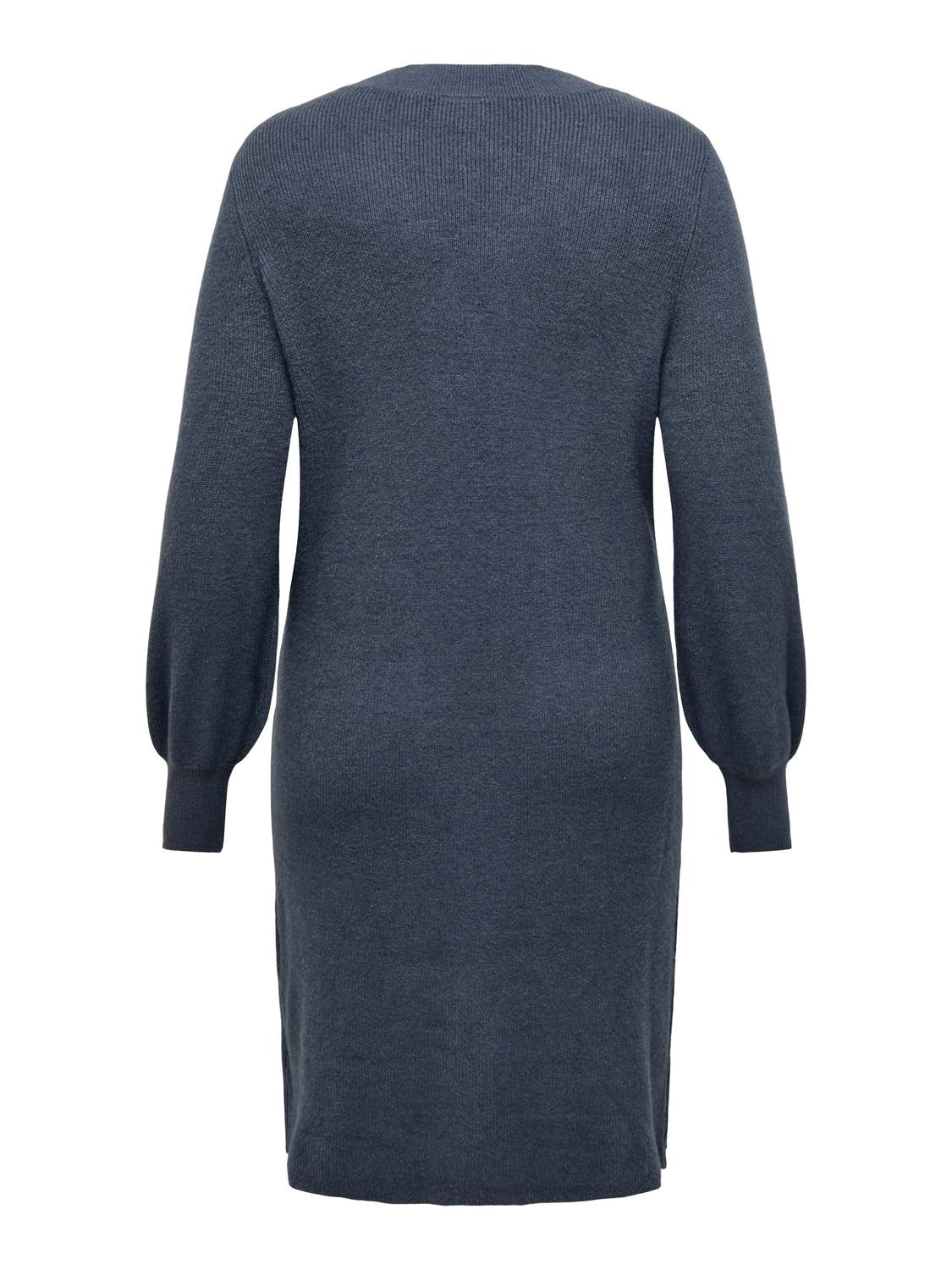 Carmakoma CARKATIA LS V-NECK DRESS KNT NOOS Blauw - OAK Fashion Noordwolde