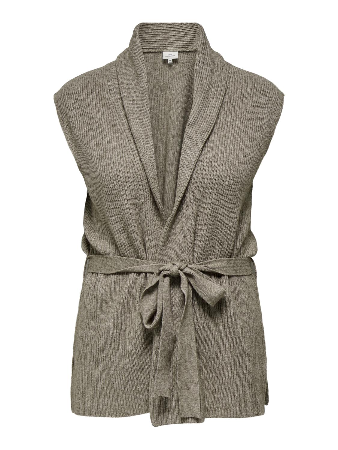 Carmakoma CARKATIA SL RIB WRAP VEST KNT Grijs - OAK Fashion Noordwolde