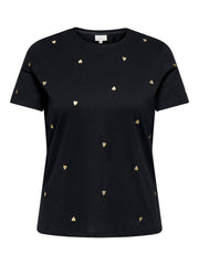 Carmakoma CARKITA LIFE SS JEANS TEE JRS Zwart - OAK Fashion Noordwolde