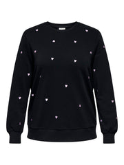 Carmakoma CARMIA LS O-NECK SWEAT W. EMB. JRS Zwart - OAK Fashion Noordwolde