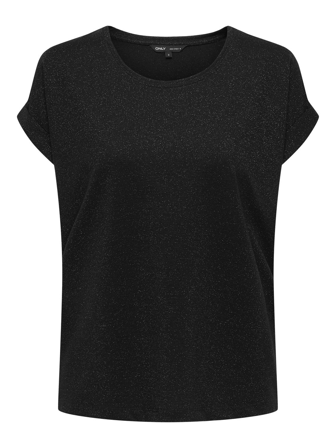 Carmakoma CARMOSTER GLITTER S/S TOP JRS NOOS Zwart - OAK Fashion Noordwolde