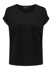 Carmakoma CARMOSTER GLITTER S/S TOP JRS NOOS Zwart - OAK Fashion Noordwolde