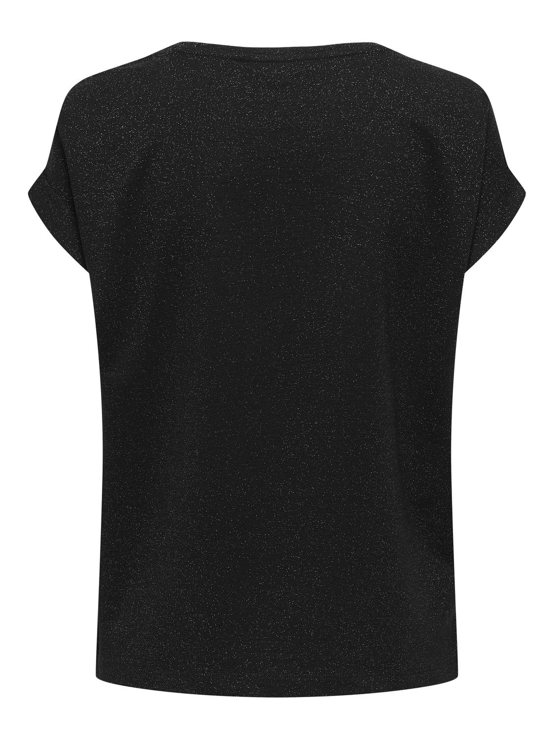 Carmakoma CARMOSTER GLITTER S/S TOP JRS NOOS Zwart - OAK Fashion Noordwolde