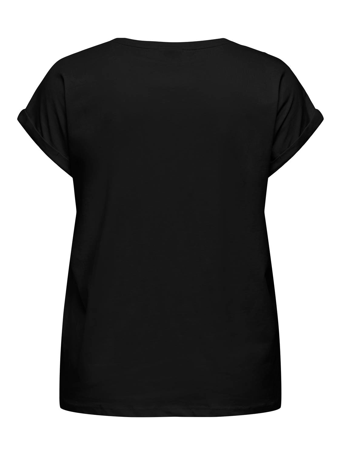 Carmakoma CARMILDA S/S O-NECK AO EMB TOP JRS Zwart - OAK Fashion Noordwolde