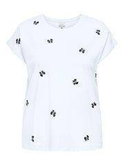 Carmakoma CARMILDA S/S O-NECK AO EMB TOP JRS Wit - OAK Fashion Noordwolde