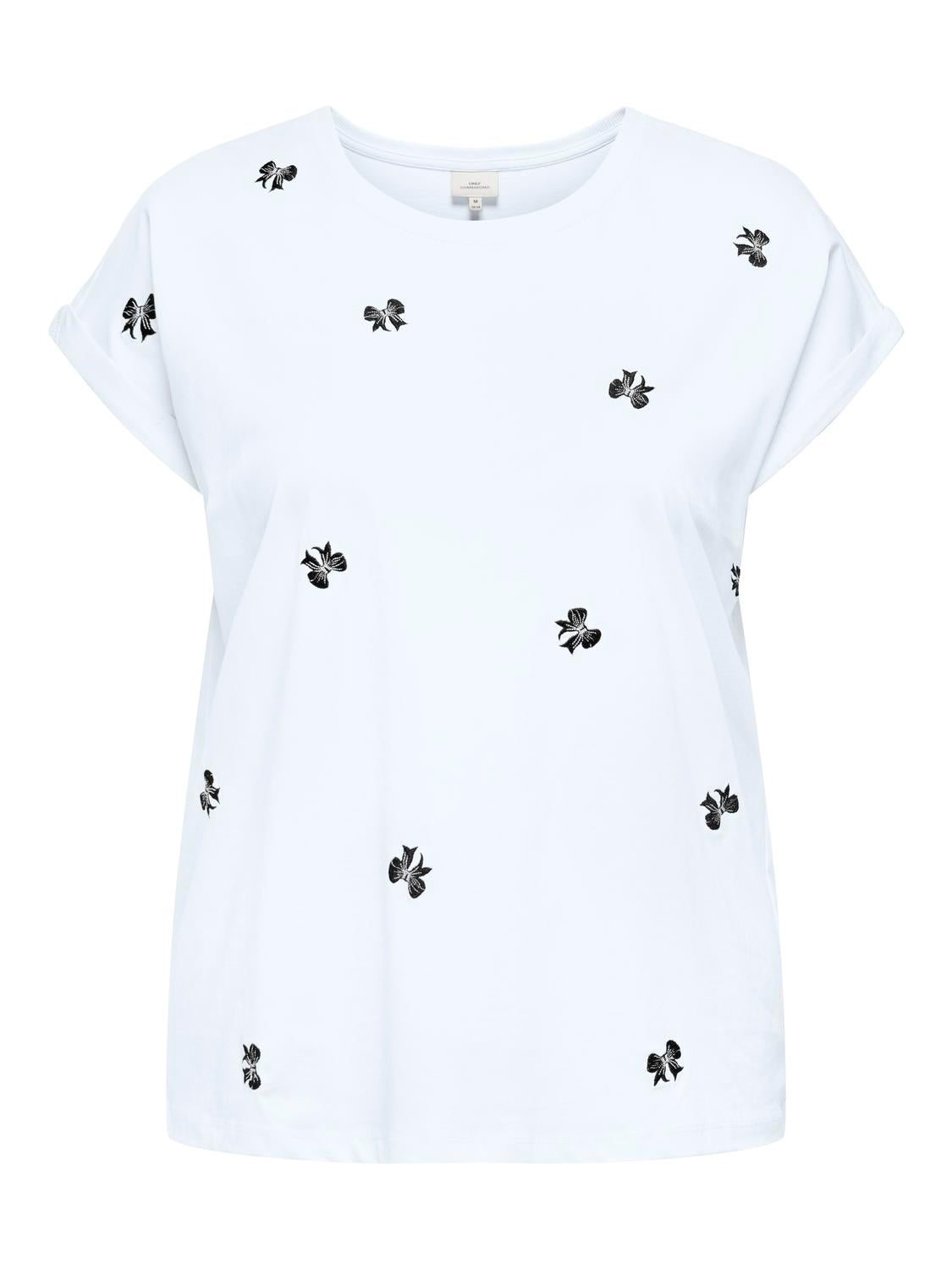 Carmakoma CARMILDA S/S O-NECK AO EMB TOP JRS Wit - OAK Fashion Noordwolde