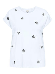 Carmakoma CARMILDA S/S O-NECK AO EMB TOP JRS Wit - OAK Fashion Noordwolde