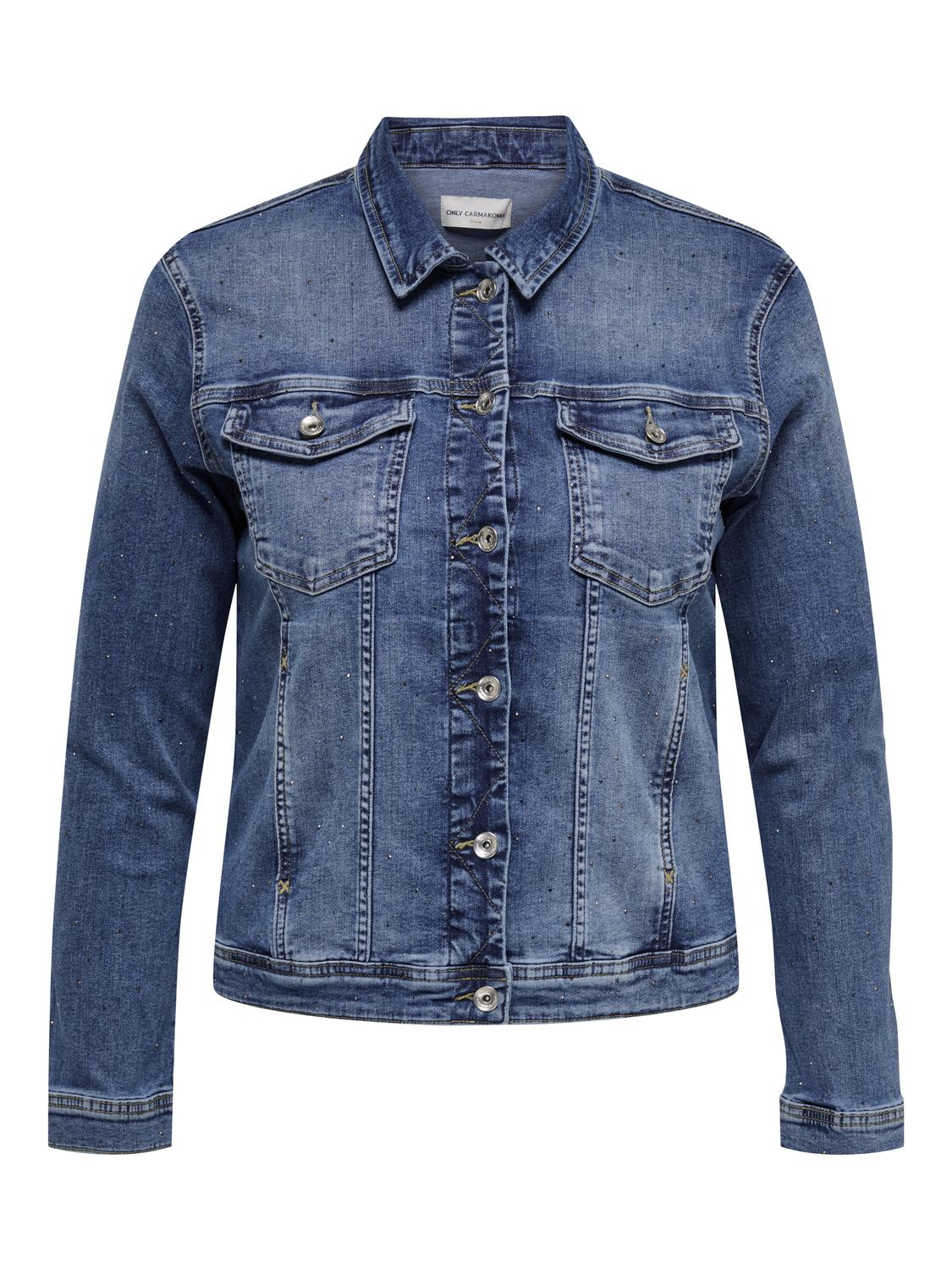 Carmakoma CARWILLY RHINESTONE JACKET DNM Blauw - OAK Fashion Noordwolde