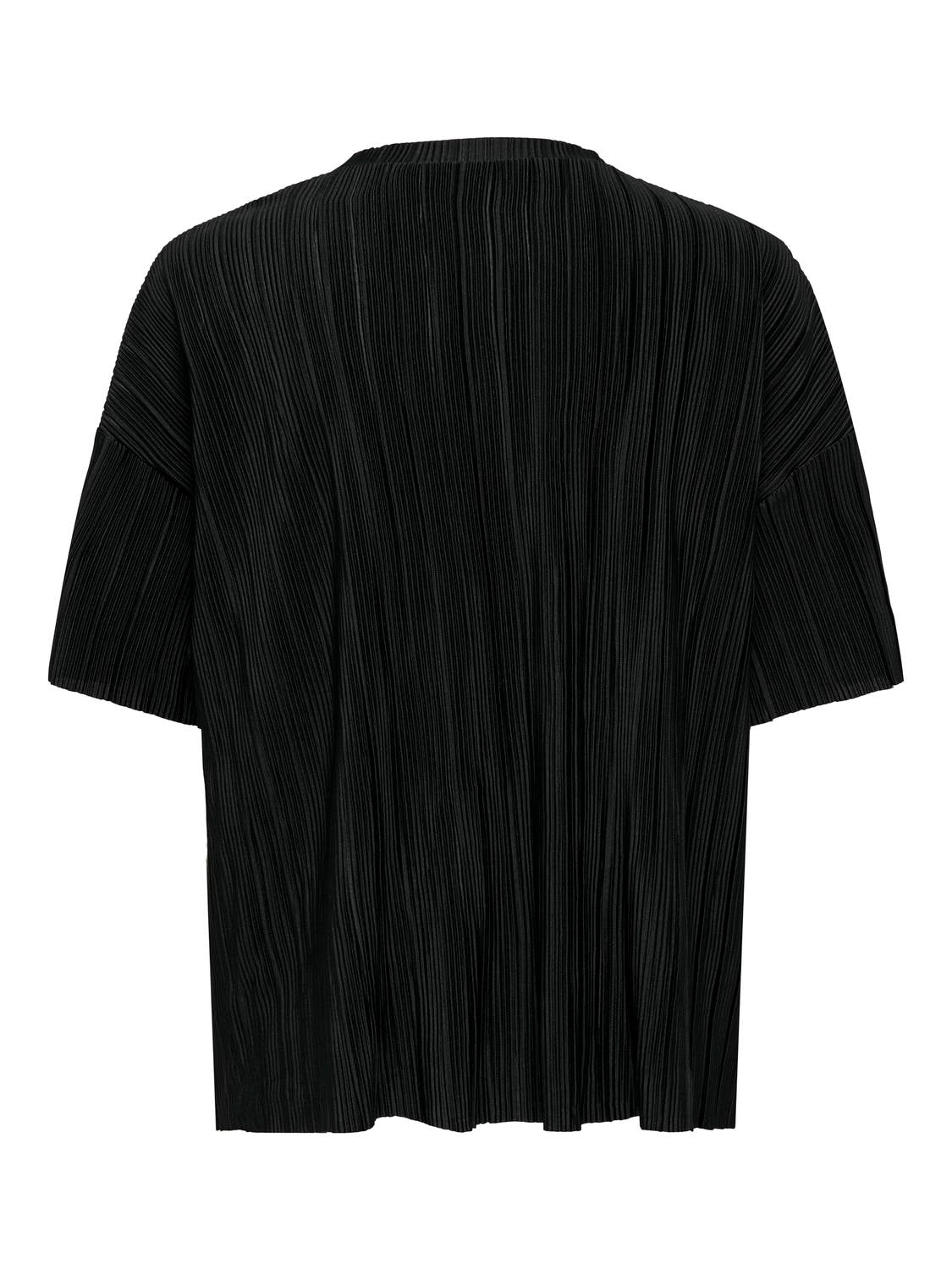 Carmakoma CARRAVENNA S/S PLISSE TOP JRS NOOS Zwart - OAK Fashion Noordwolde