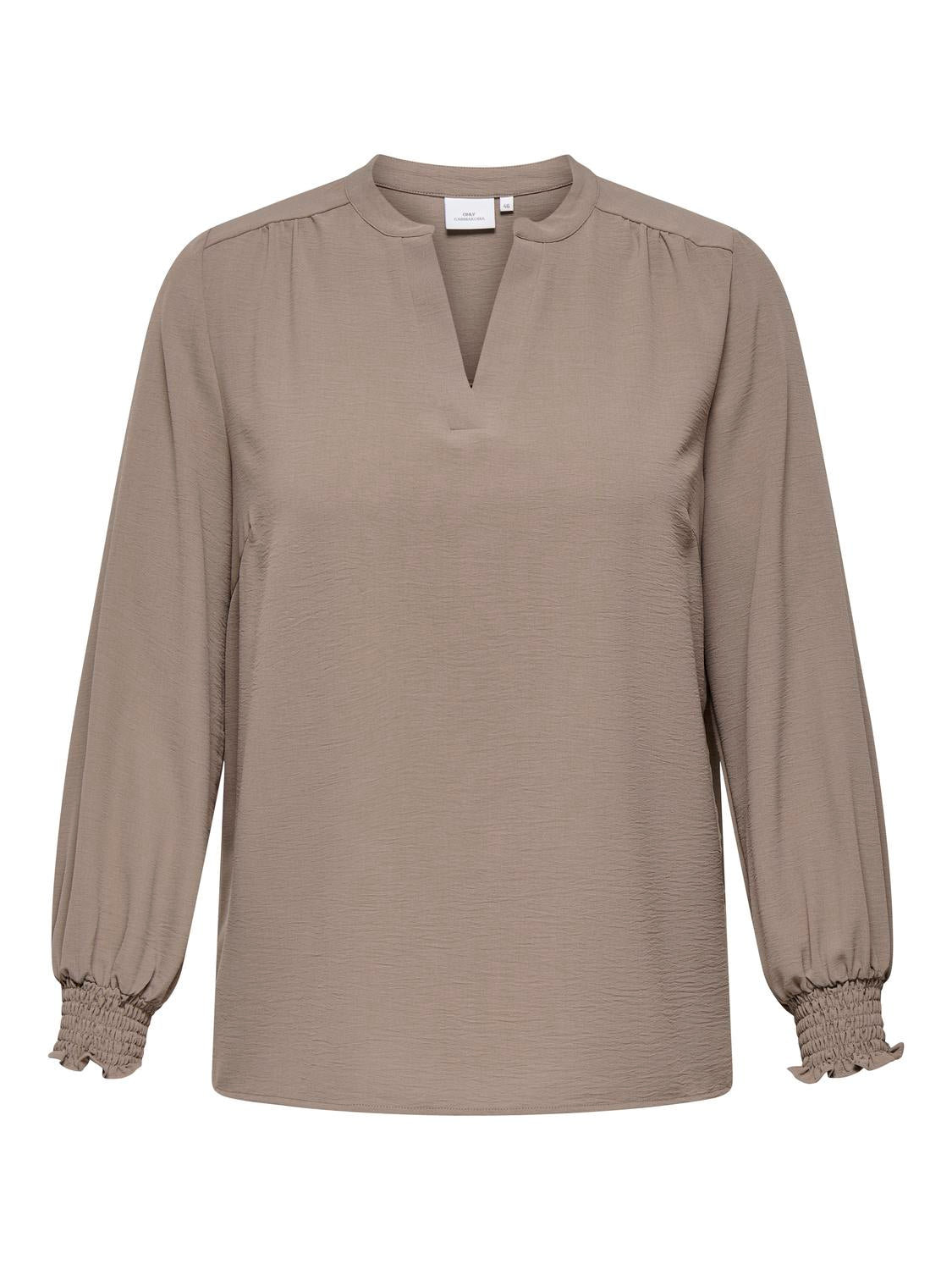 Carmakoma CARMETTA LIFE V-NECK TOP WVN NOOS Bruin - OAK Fashion Noordwolde