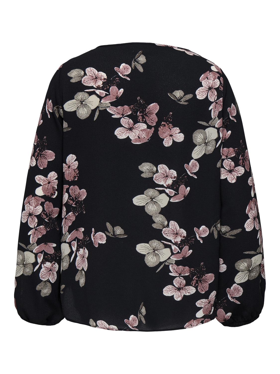 Carmakoma CARVICA LIFE L/S V-NECK TOP WVN NOOS Zwart - OAK Fashion Noordwolde