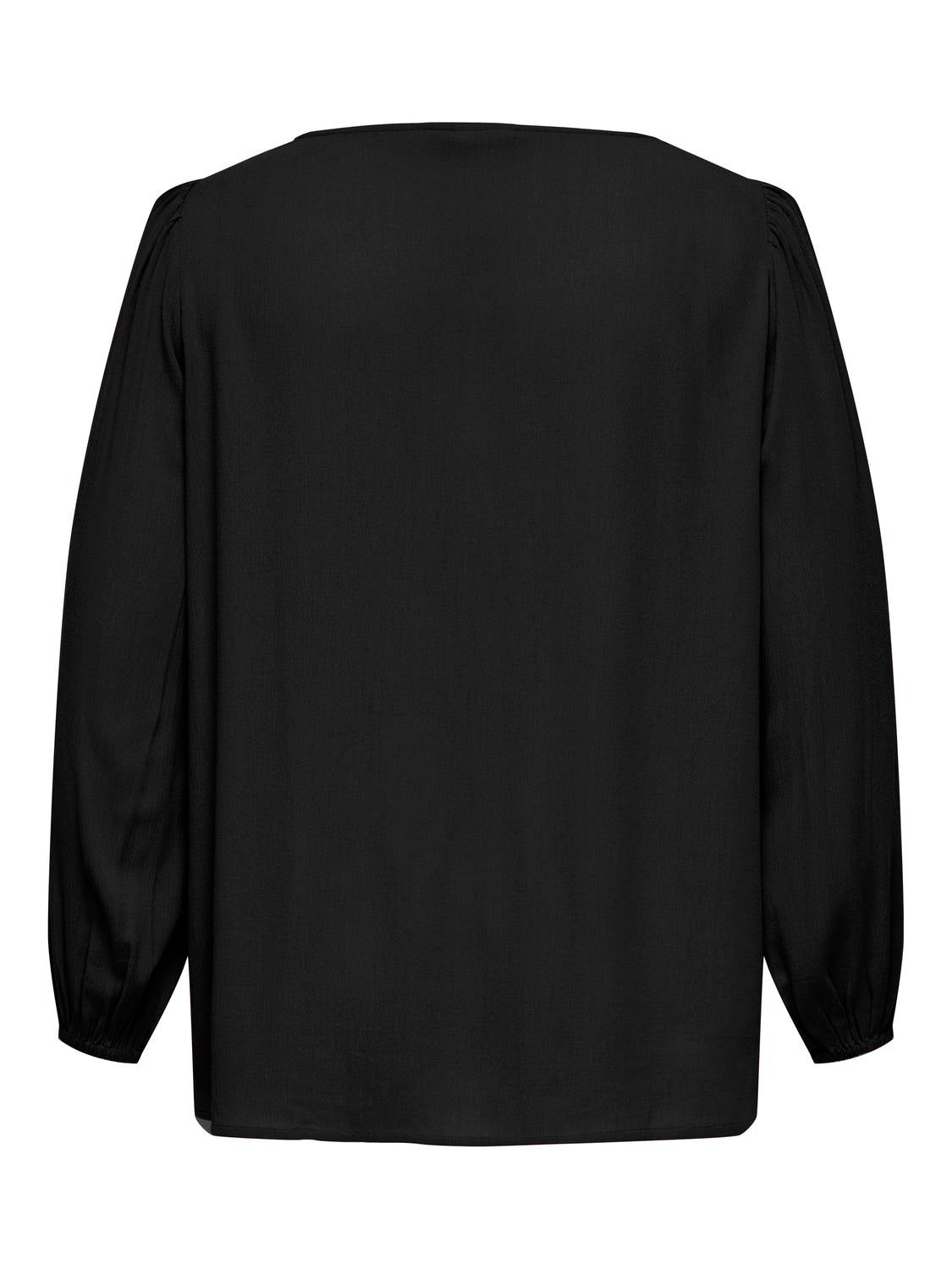 Carmakoma CARSELASI LIFE LS V-NECK TOP WVN Zwart - OAK Fashion Noordwolde