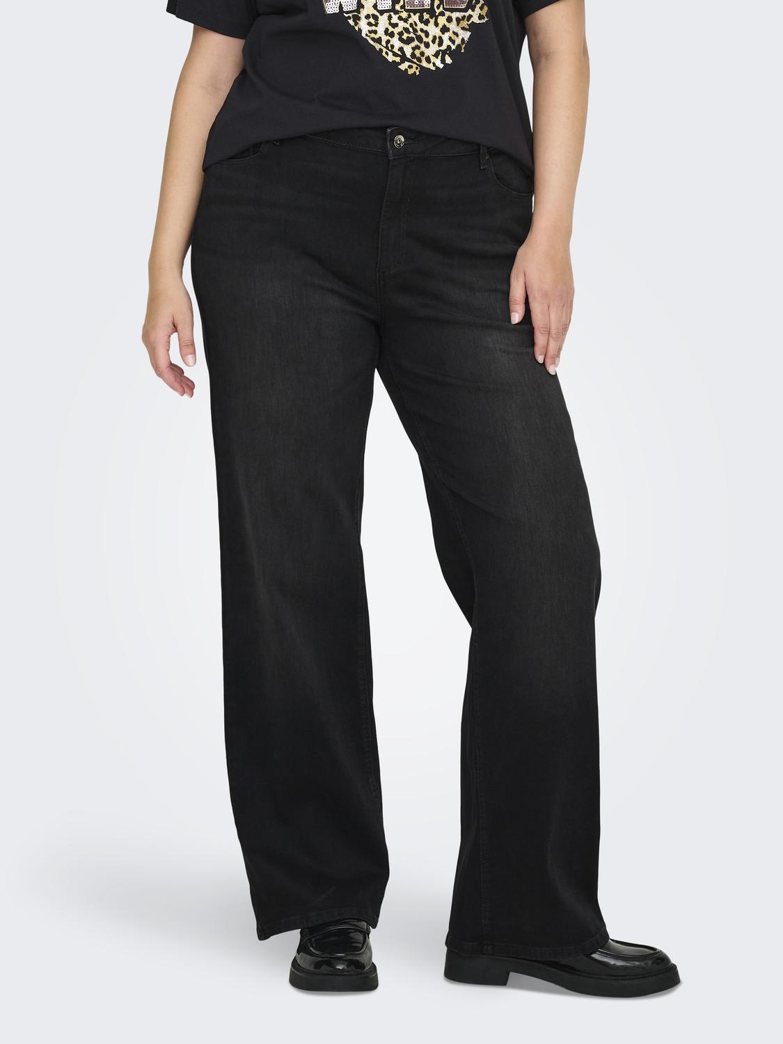 Carmakoma CARWILLY HW WIDE JEANS CRO1099 NOOS Zwart - OAK Fashion Noordwolde