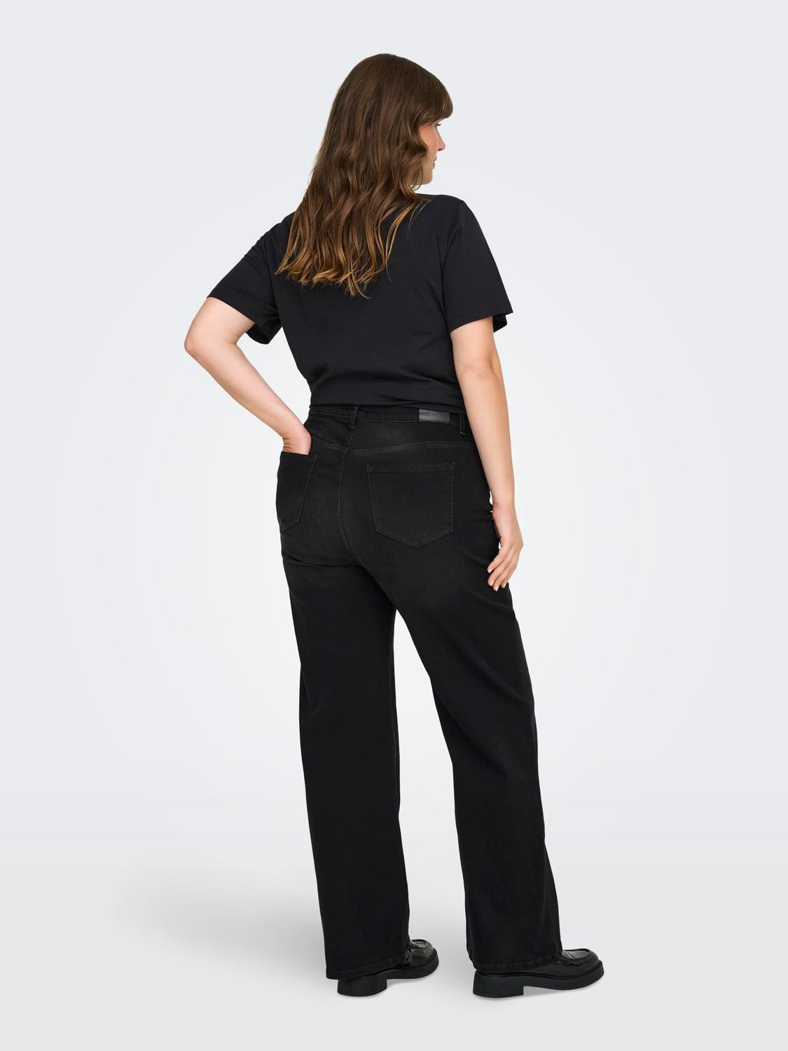 Carmakoma CARWILLY HW WIDE JEANS CRO1099 NOOS Zwart - OAK Fashion Noordwolde