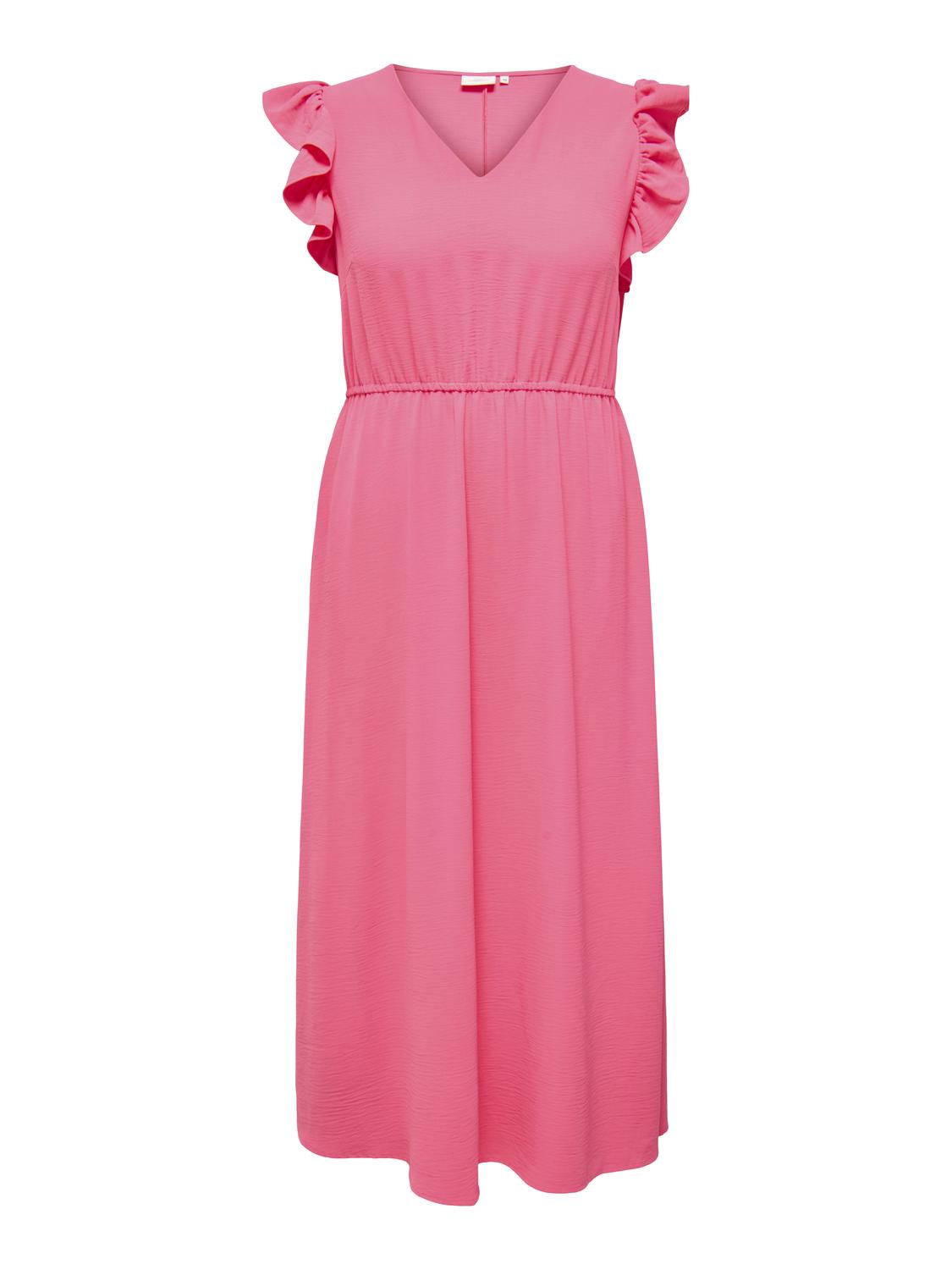 Carmakoma CARMETTA LIFE S/L LONG DRESS WVN Roze - OAK Fashion Noordwolde