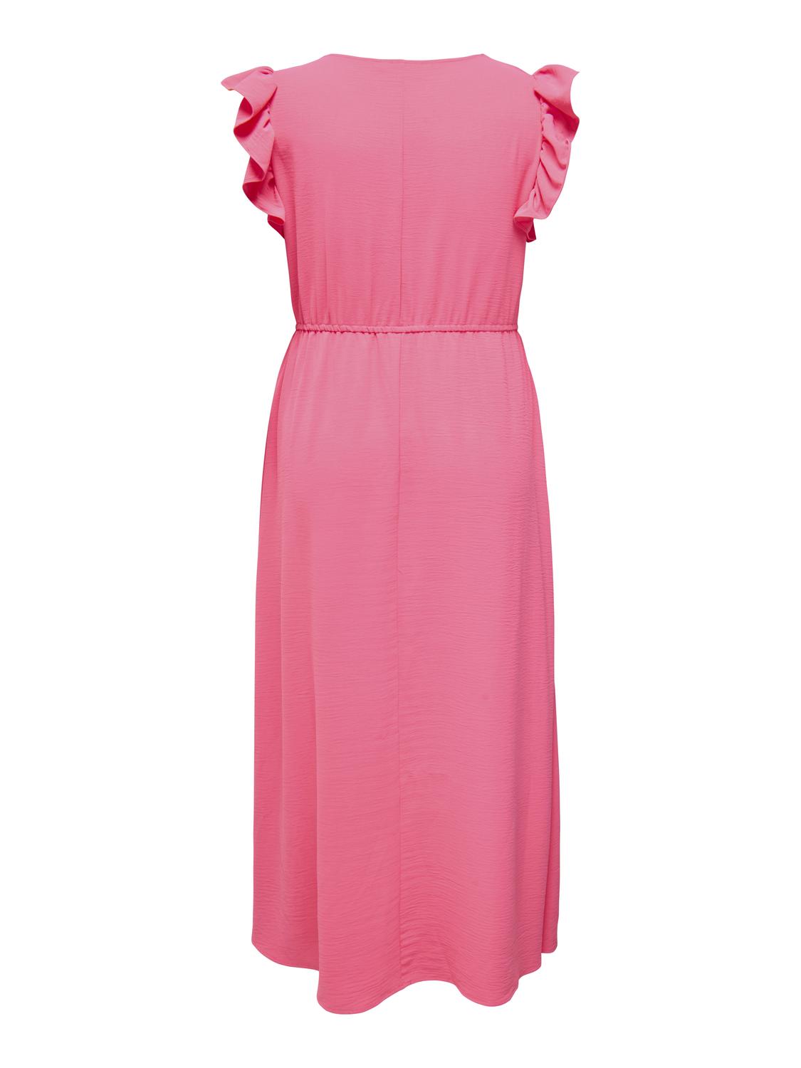 Carmakoma CARMETTA LIFE S/L LONG DRESS WVN Roze - OAK Fashion Noordwolde