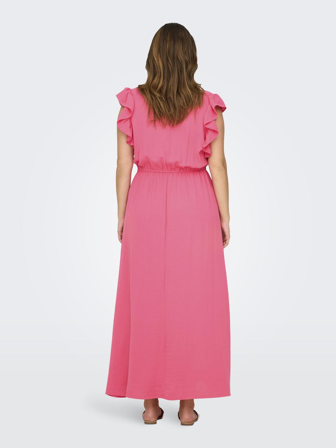 Carmakoma CARMETTA LIFE S/L LONG DRESS WVN Roze - OAK Fashion Noordwolde