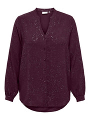Carmakoma CARJOSEE METTA LIFE L/S V-NECK SHIRT WVN Paars - OAK Fashion Noordwolde