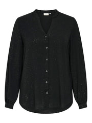 Carmakoma CARJOSEE METTA LIFE L/S V-NECK SHIRT WVN Zwart - OAK Fashion Noordwolde