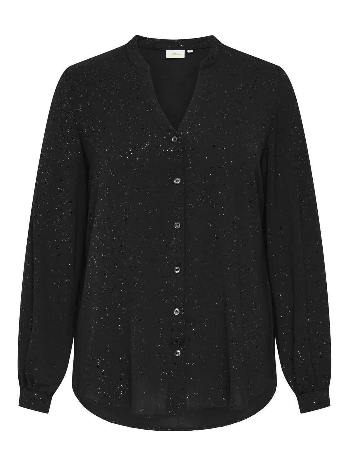 Carmakoma CARJOSEE METTA LIFE L/S V-NECK SHIRT WVN Zwart - OAK Fashion Noordwolde