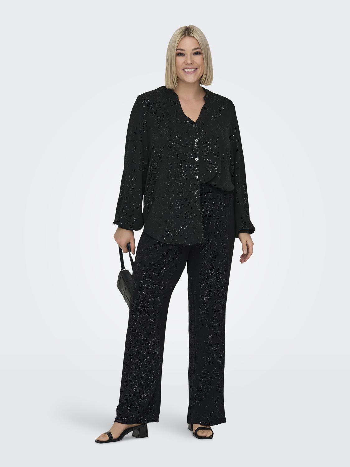 Carmakoma CARJOSEE METTA LIFE L/S V-NECK SHIRT WVN Zwart - OAK Fashion Noordwolde