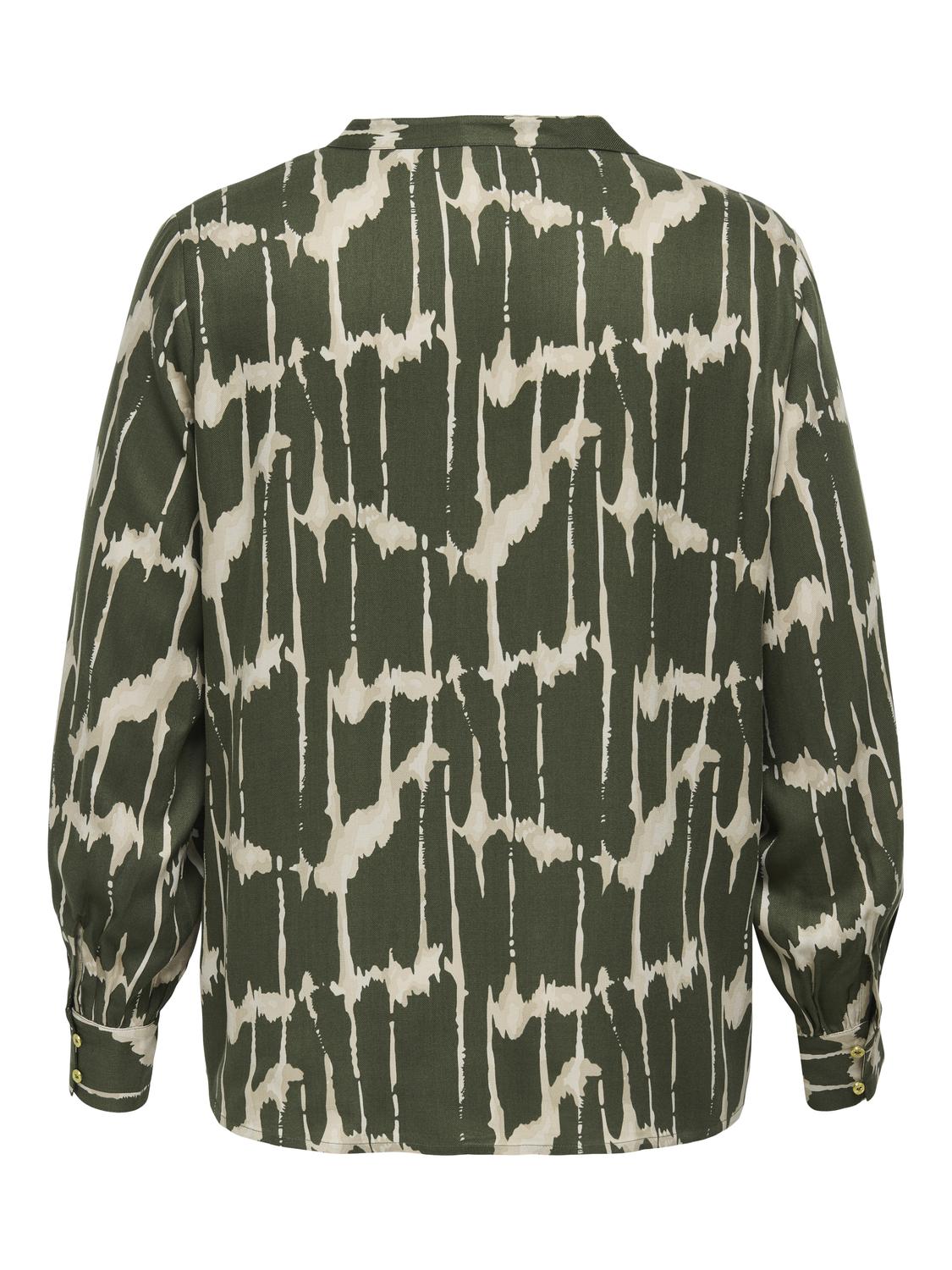 Carmakoma CARJUNIA LIFE LS V-NECK TOP AOP Groen - OAK Fashion Noordwolde