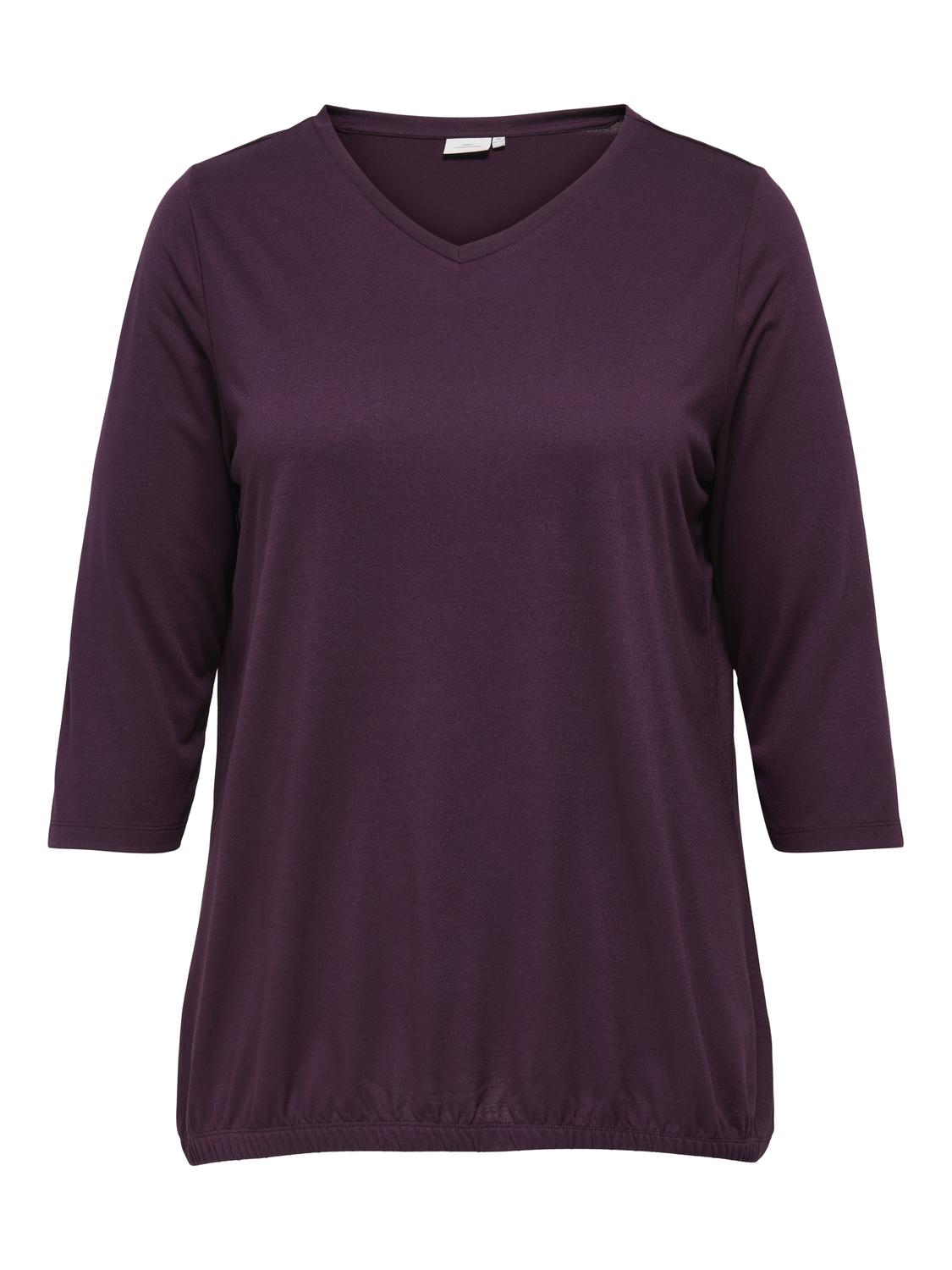 Carmakoma CARCARLINNE V-NECK 3/4 TOP JRS BF Paars - OAK Fashion Noordwolde