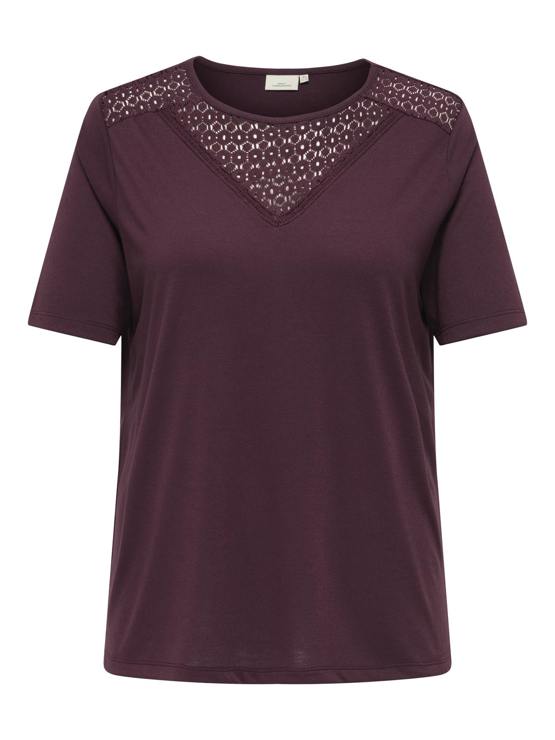 Carmakoma CARJULIA S/S O-NECK TEE JRS BF Paars - OAK Fashion Noordwolde