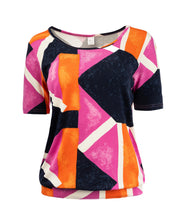 NED Ally P 1/2 SS Marine Abstract Tricot Blauw - OAK Fashion Noordwolde