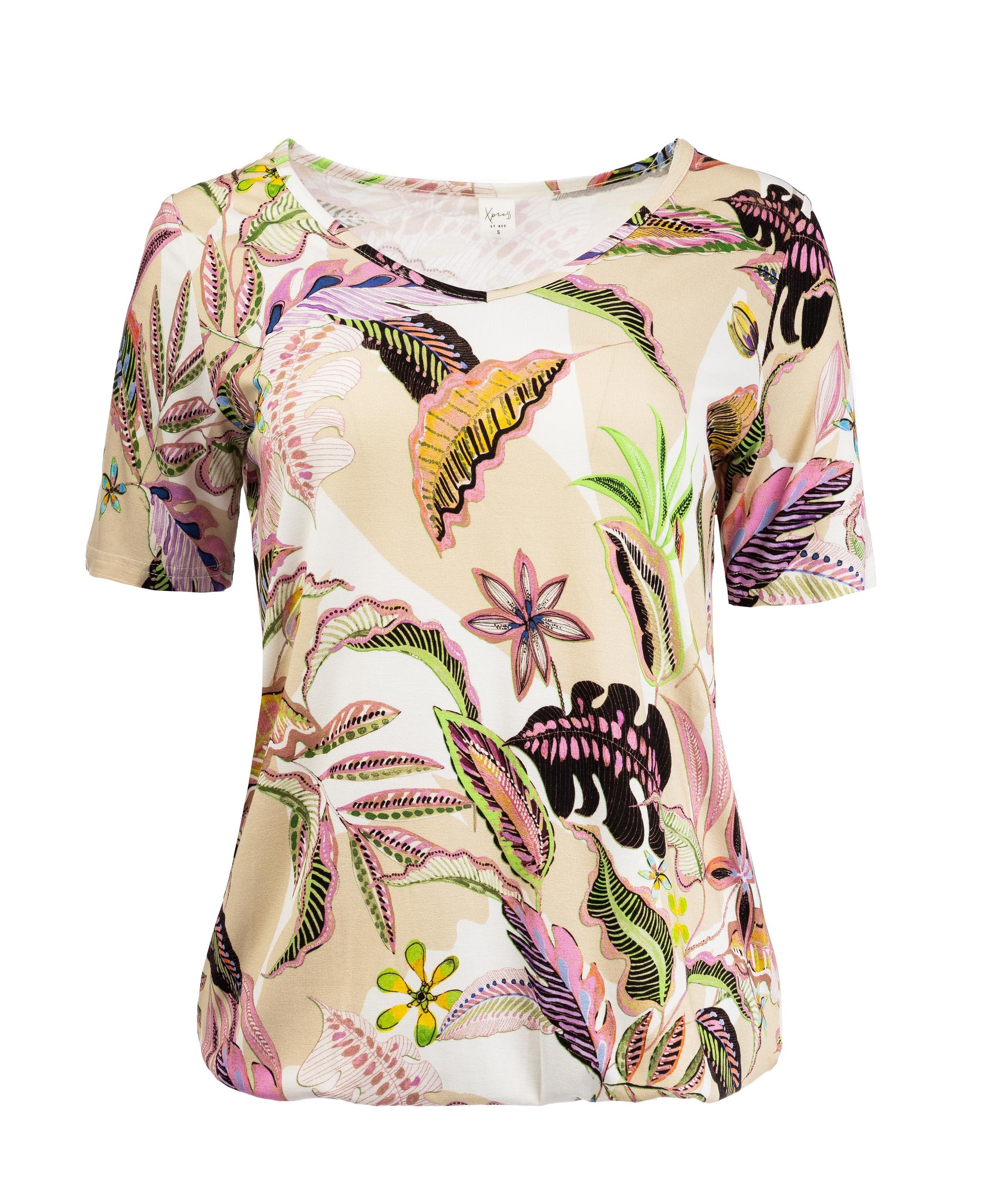 NED Xavier SS Pink Flower Field Tricot Roze - OAK Fashion Noordwolde