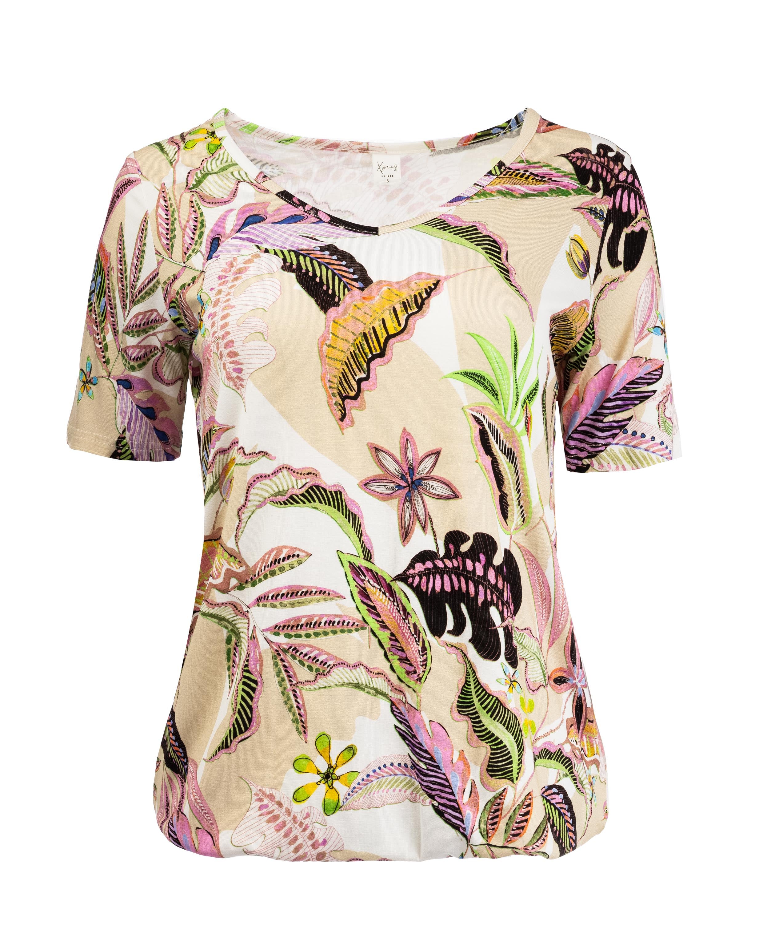 NED Xavier SS Pink Flower Field Tricot Roze - OAK Fashion Noordwolde