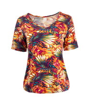 NED Xavier SS Colored Faded Flower Tricot Groen - OAK Fashion Noordwolde