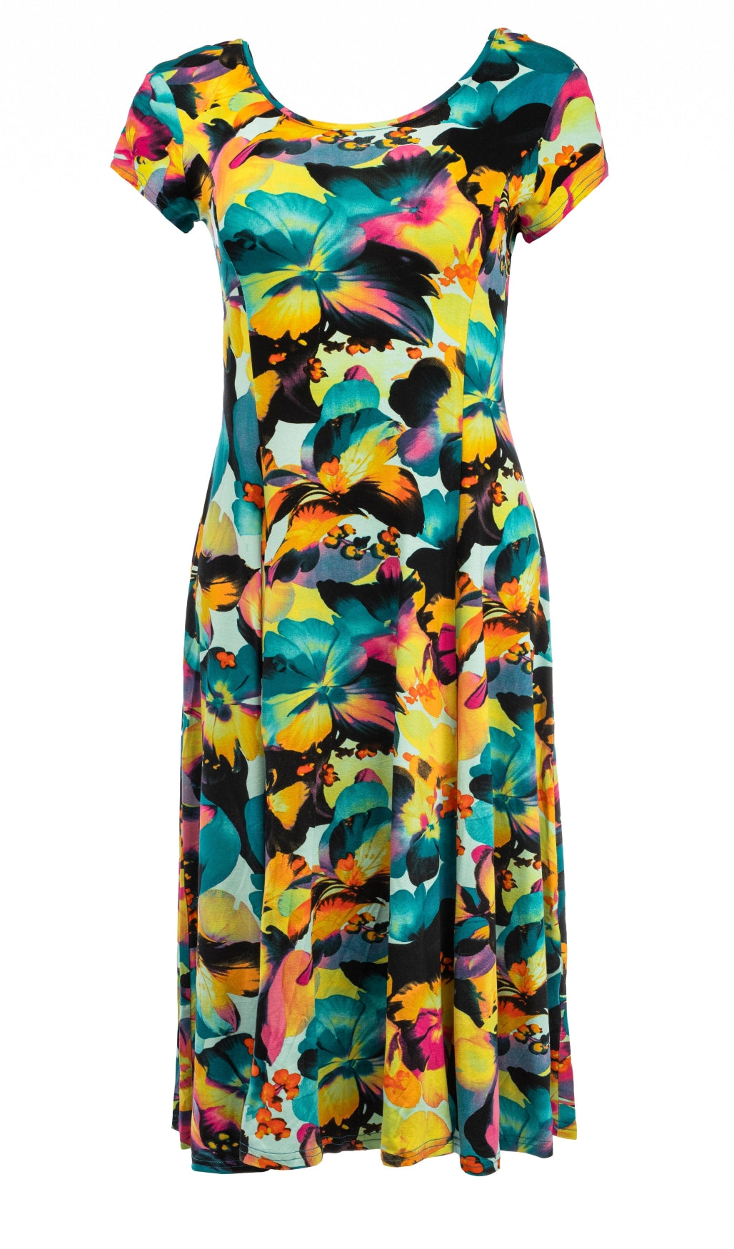 NED Evy Long SS Colored High Summer Flower Tricot Groen - OAK Fashion Noordwolde