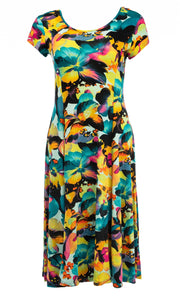 NED Evy Long SS Colored High Summer Flower Tricot Groen - OAK Fashion Noordwolde