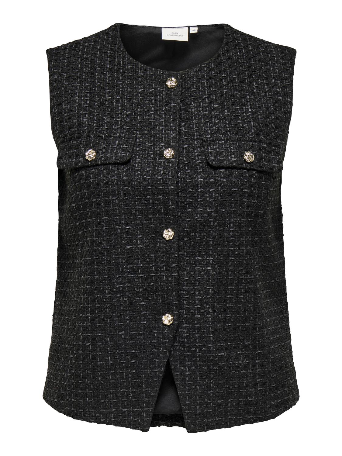 Carmakoma CARSHONA LIFE S/L BOUCLE WAISTCOAT Zwart - OAK Fashion Noordwolde