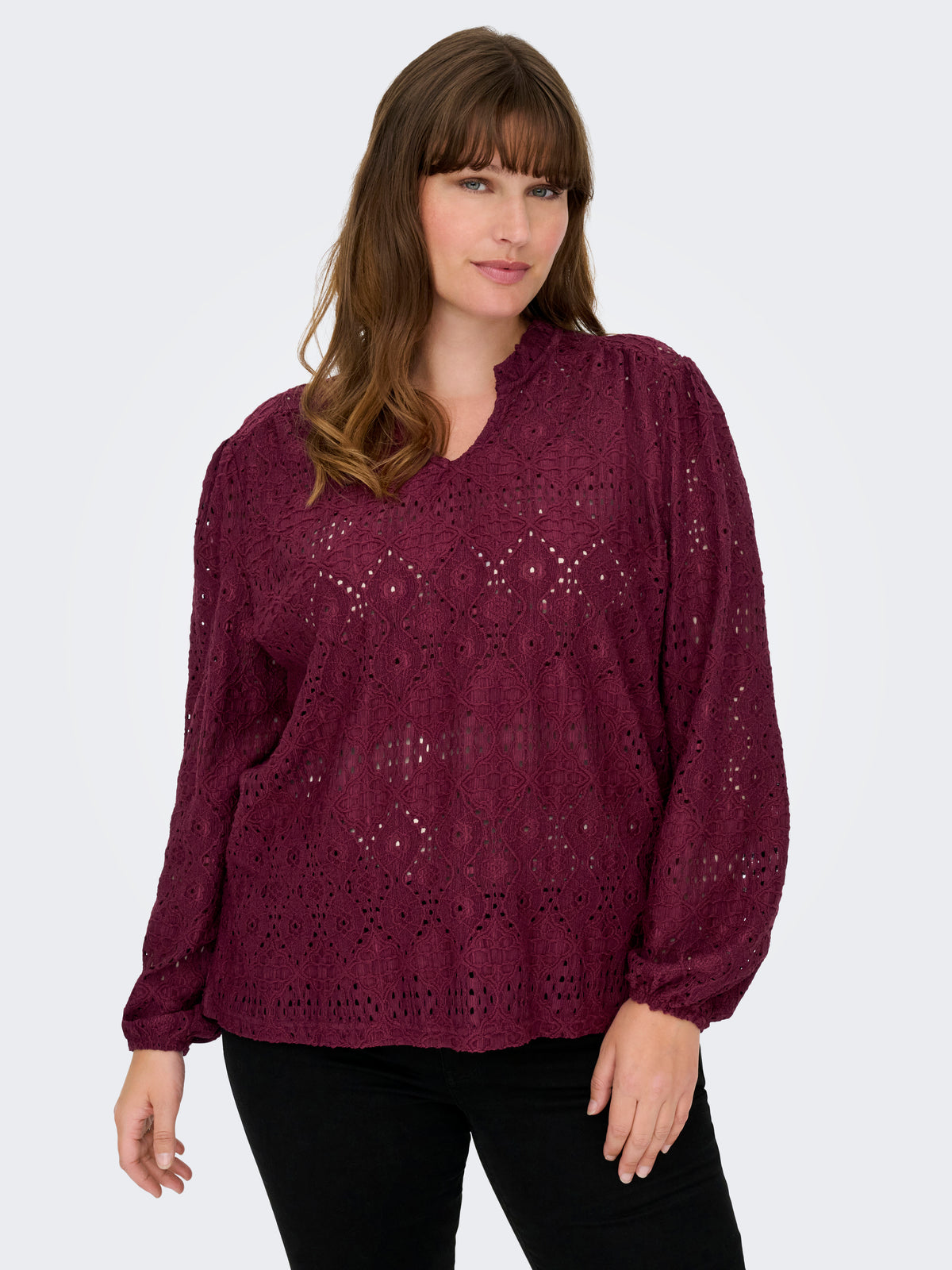 Carmakoma CARLUZIA L/S V-NECK BLOUSE JRS Paars - OAK Fashion Noordwolde