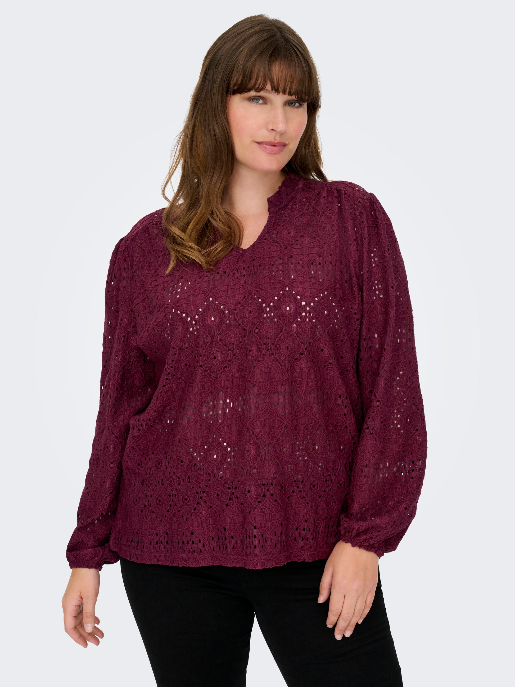 Carmakoma CARLUZIA L/S V-NECK BLOUSE JRS Paars - OAK Fashion Noordwolde