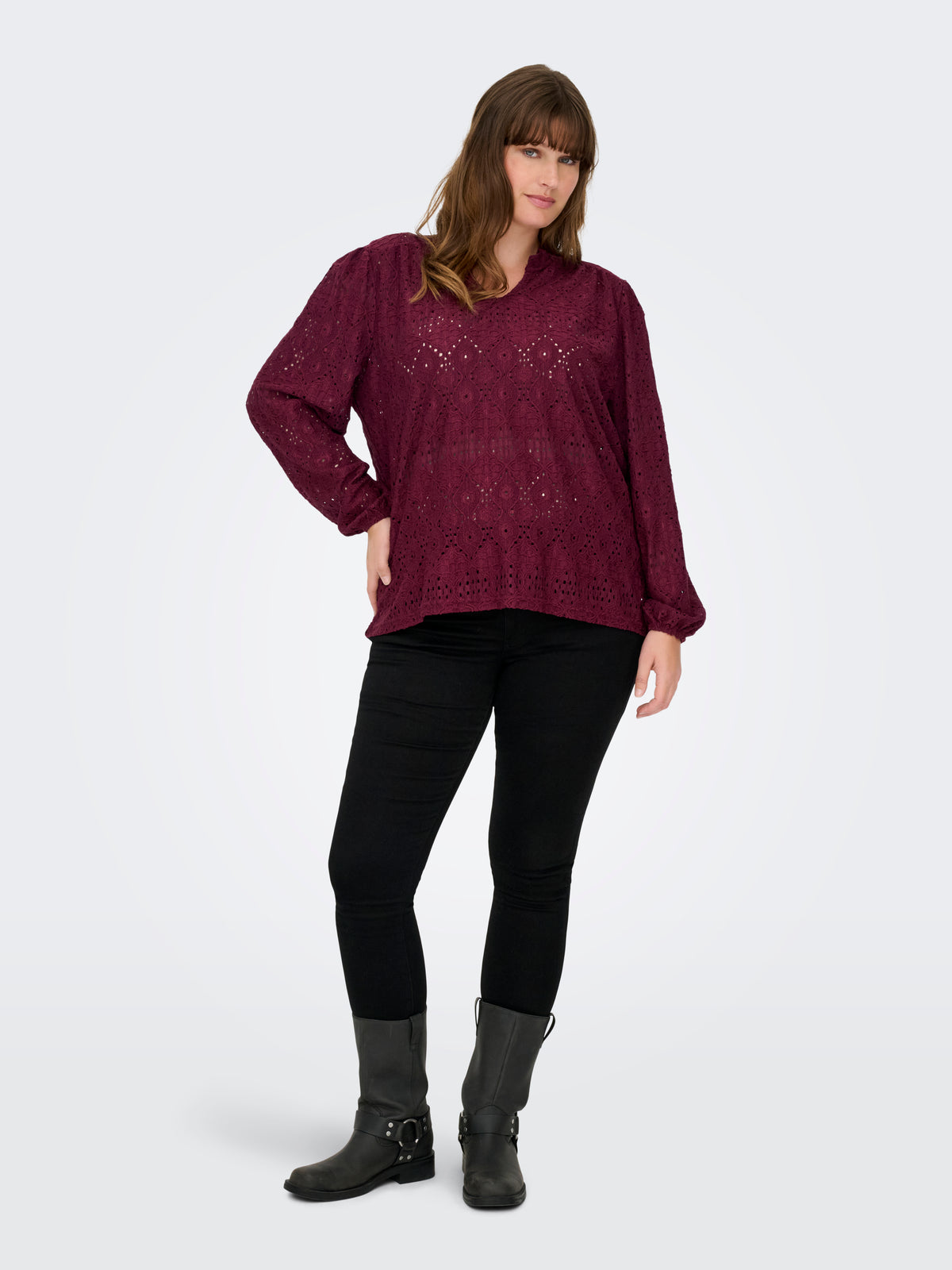 Carmakoma CARLUZIA L/S V-NECK BLOUSE JRS Paars - OAK Fashion Noordwolde