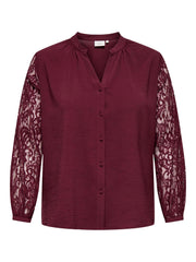 Carmakoma CARKAMMY LIFE LS V-NECK LACE SHIRT WVN Paars - OAK Fashion Noordwolde