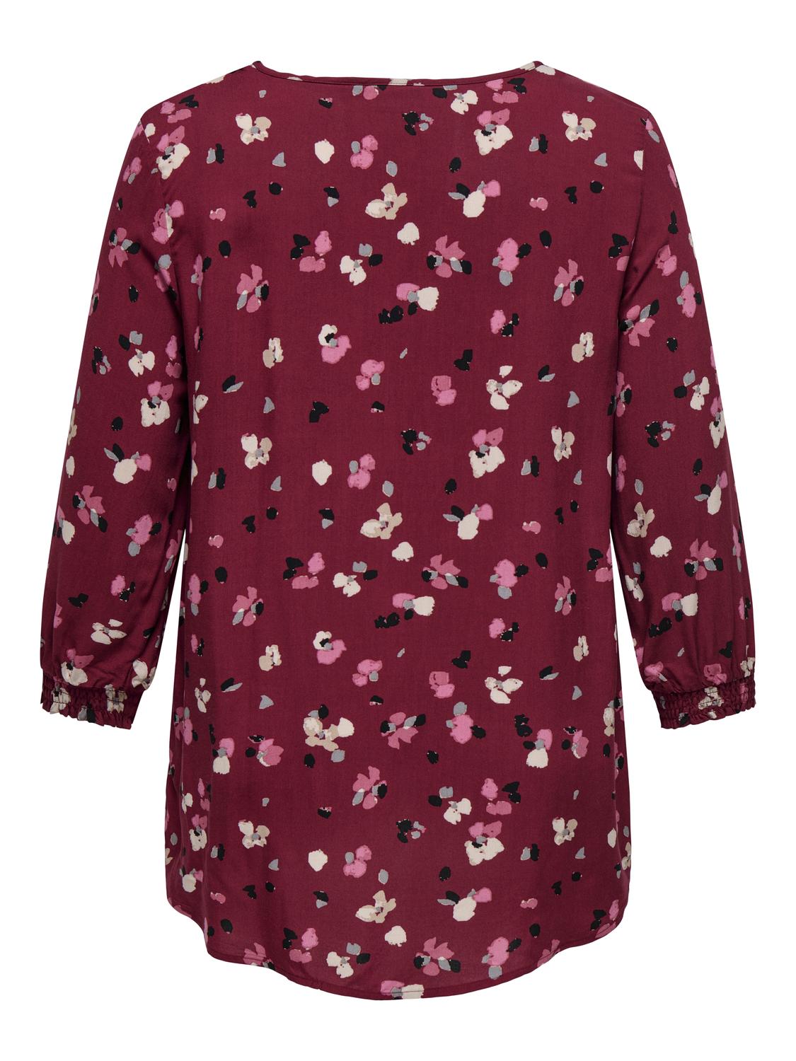 Carmakoma CARPETREA LIFE 3/4 V-NECK TOP AOP Paars - OAK Fashion Noordwolde