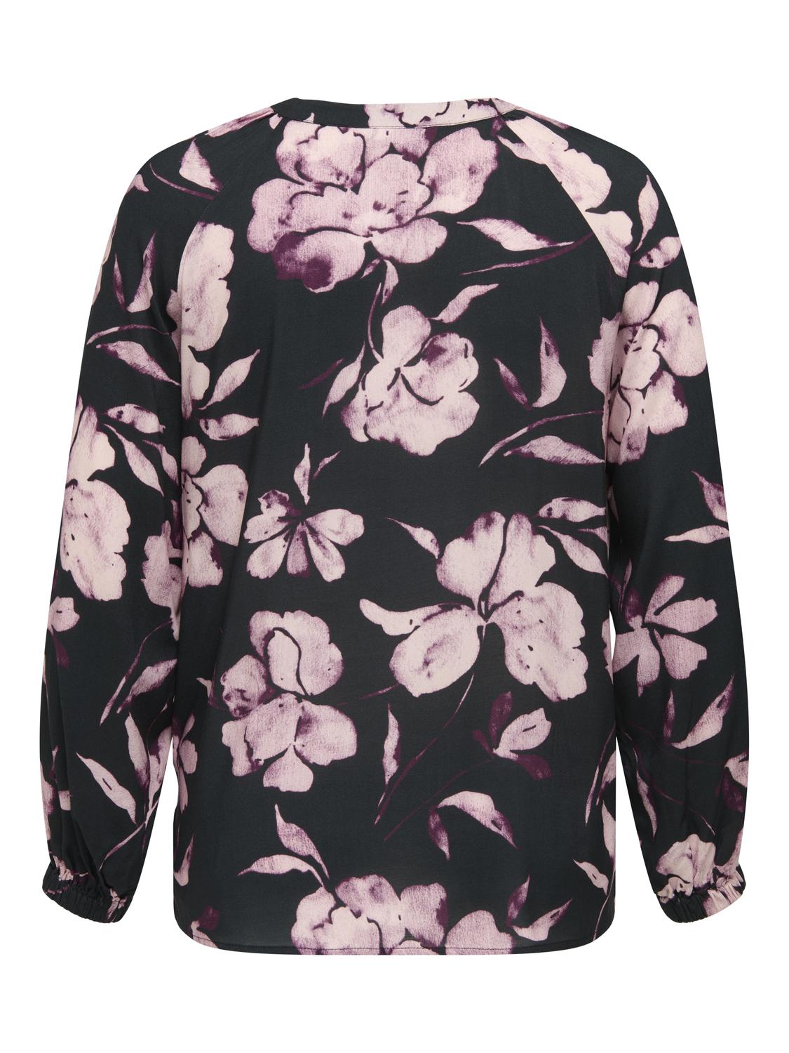 Carmakoma CARLINKA LIFE 3/4 O-NECK TOP AOP Zwart - OAK Fashion Noordwolde