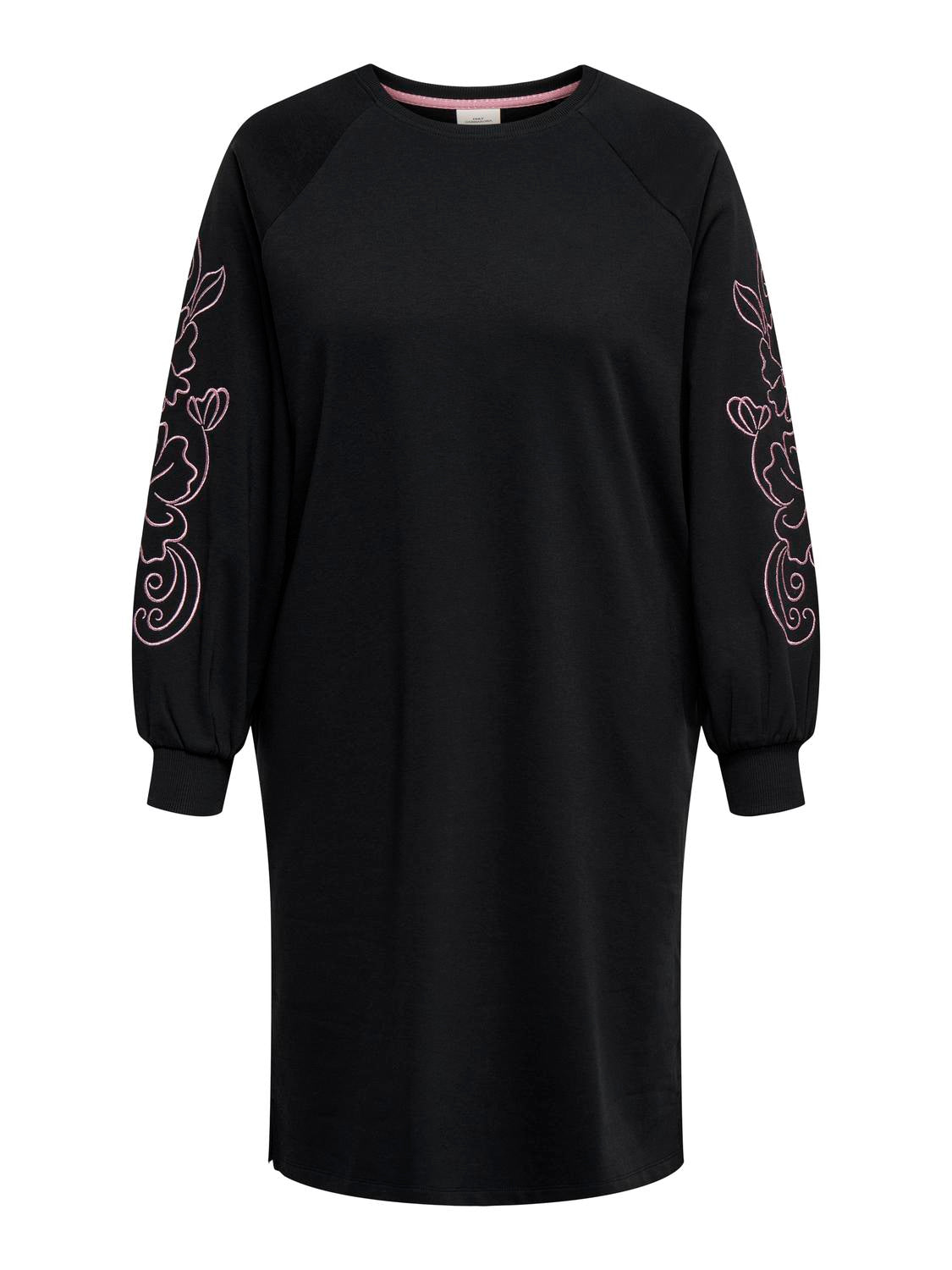 Carmakoma CARELLE L/S O-NECK ABOVE KNEE DRESS JRS Zwart - OAK Fashion Noordwolde