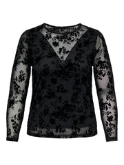 Carmakoma CARELODIE L/S O-NECK BLOUSE JRS Zwart - OAK Fashion Noordwolde