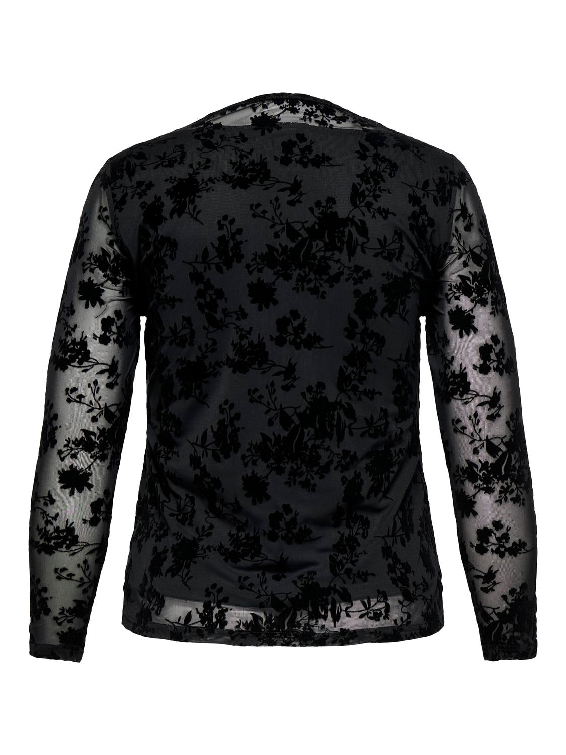 Carmakoma CARELODIE L/S O-NECK BLOUSE JRS Zwart - OAK Fashion Noordwolde